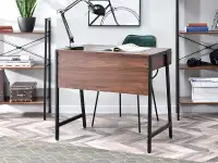 Biurko NORS ORZECHOWO-CZARNE do małego biura loft - tył biurka