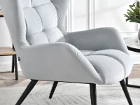 Fotel wypoczynkowy KIKORI SZARY tapicerowany welurem - podłokietniki