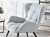 Fotel wypoczynkowy KIKORI SZARY tapicerowany welurem - bryła siedziska