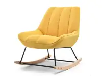 Produkt: Fotel berta żółty welur, podstawa czarny-buk