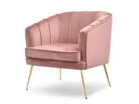 Produkt: Fotel estel pudrowy welur, podstawa złoty