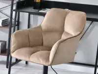 Fotel biurowy ISLA BEŻOWY NA CZARNEJ NODZE pikowany z weluru - komfortowe siedzisko