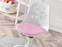 Fotel obrotowy dla dziewczynki FOOT BIAŁO - RÓŻOWY - komfortowe siedzisko