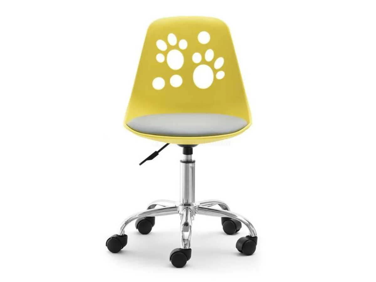 Krzesło biurowe dla dziecka FOOT ŻOŁTO-SZARE Z NOGĄ CHROM