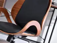 Fotel biurowy GINA drewnieny ORZECH - CZARNA SKÓRA ANTIC - charakterystyczne detale