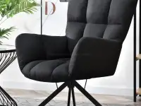 Fotel obrotowy do salonu KIRA czarny z materiału - komfortowe siedzisko