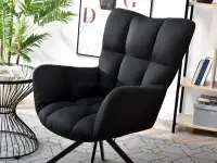 Fotel obrotowy do salonu KIRA czarny z materiału - nowoczesna forma