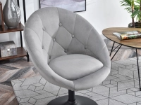 Welurowy fotel LOUNGE 3 SZARO-CZARNY z regulacją - nowoczesna bryła