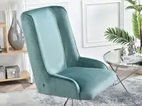 Fotel do salonu obrotowy BILBAO TURKUS + CHROM - komfortowe siedzisko
