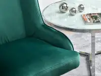Fotel wypoczynkowy BILBAO ZIELONY - CHROM z weluru - charakterystyczne detale