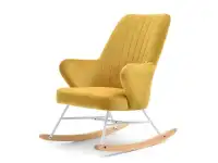 Produkt: Fotel fleur żółty welur, podstawa biały-buk