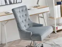 Fotel ludwik glam SORIA SZARY pikowany do biura - nowoczesna forma