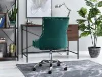 Fotel w stylu ludwik SORIA ZIELONY z weluru do biurka - subtelny tył