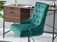 Fotel w stylu ludwik SORIA ZIELONY z weluru do biurka - nowoczesna forma
