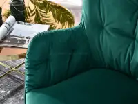 Fotel z podłokietnikami MERIDA ZIELONY NA ZŁOTEJ PODSTAWIE - charakterystyczne detale