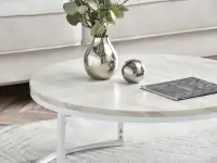 Stolik z marmurowym blatem KODIA XL BEŻ + BIAŁY - nowoczesna bryła
