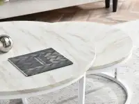 Marmurowe stoliki do kawy KODIA S+XL BEŻ - BIAŁY - blat w beżowym marmurze