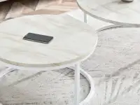 Marmurowe stoliki do kawy KODIA S+XL BEŻ - BIAŁY - detale
