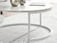 Marmurowe stoliki do kawy KODIA S+XL BEŻ - BIAŁY - biała podstawa