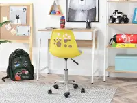 Krzesło obrotowe dziecięce FOOT ŻÓŁTO-SZARE na kółkach - tył krzesła w aranżacji