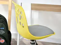 Krzesło obrotowe dziecięce FOOT ŻÓŁTO-SZARE na kółkach
