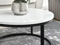 Okrągły stolik kawowy KODIA S BIAŁO CZARNY z metalową nogą - stabilna konstrukcja