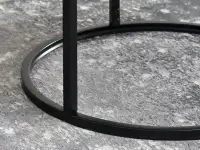 Okrągły stolik kawowy KODIA S BIAŁO CZARNY z metalową nogą - solidna podstawa