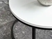 Ława kawowa okrągla KODIA XL BIAŁA Z CZARNĄ NOGĄ - solidne materiały