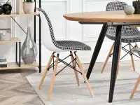 Krzesło tapicerowane MPC WOOD TAP PEPITKA + DREWNO BUK - tył krzesła z białego tworzywa