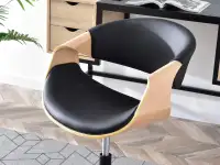 Drewniany fotel biurowy RAPID CZARNY SKÓRZANY ZE SKLEJKI DĄB - komfortowe siedzisko