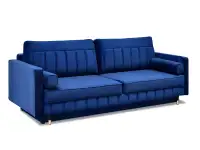 Sofa welurowa z funkcją spania CALVO GRANAT poduszki wałek