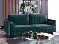 Welurowa sofa wolnostojąca CALVO BUTELKOWA ZIELEŃ z funkcją - w aranżacji ze stolikami IBIA S oraz XL