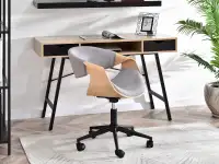 fotel biurowy rapid dąb-szary tkanina, podstawa czarny
