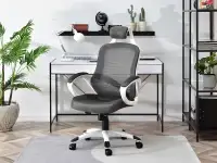 fotel biurowy rind szary-grafit biały mesh, podstawa biały