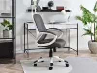 fotel biurowy rind szary-grafit biały mesh, podstawa biały