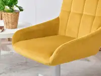 fotel diego żółty welur, podstawa biały