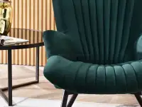 fotel lanza zielony welur, podstawa czarny