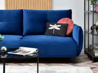 sofa lulu granatowa welur, podstawa czarny