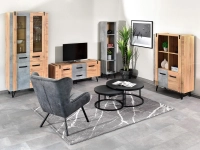 System zestaw soho 02 dąb-beton, podstawa czarny