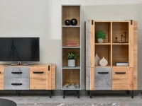 System zestaw soho 02 dąb-beton, podstawa czarny