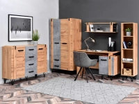 System zestaw soho 03 dąb-beton, podstawa czarny