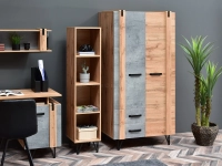 System soho sh01 szafa dwudrzwiowa dąb-beton, podstawa czarny