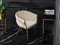 krzesło rosa beżowy welur, podstawa złoty