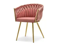 krzesło rosa różowy welur, podstawa złoty