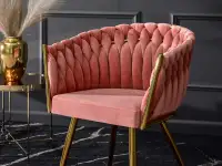 krzesło rosa różowy welur, podstawa złoty