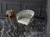 krzesło rosa szary welur, podstawa złoty