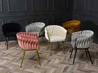 krzesło rosa szary welur, podstawa złoty