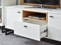 System puro pu07 komoda rtv biały-dąb, podstawa czarny