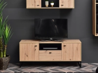 System puro pu07 komoda rtv dąb-czarny, podstawa czarny