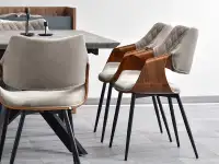 krzesło renzo orzech-beżowy welur, podstawa czarny